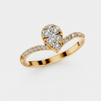 Round Lab Grown Diamond Cluster Pave Chevron Ring