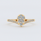 Round Lab Grown Diamond Cluster Pave Chevron Ring