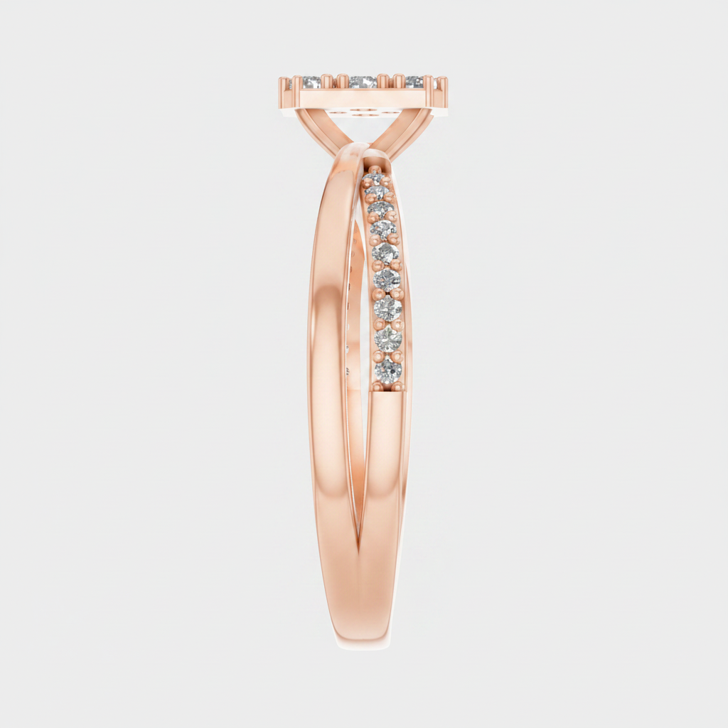 Round Lab Grown Diamond Cluster Split Shank Ring