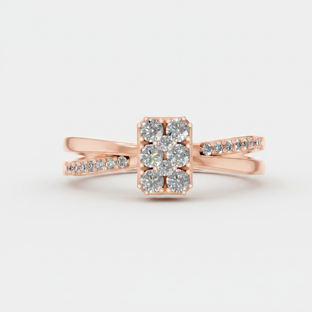Round Lab Grown Diamond Cluster Split Shank Ring