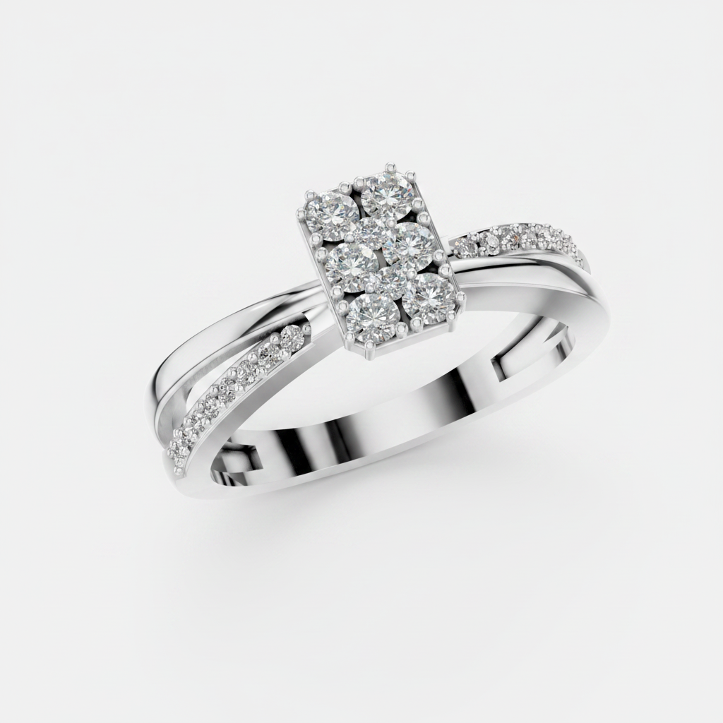 Round Lab Grown Diamond Cluster Split Shank Ring