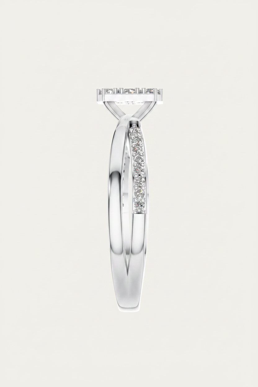 Round Lab Grown Diamond Cluster Split Shank Ring