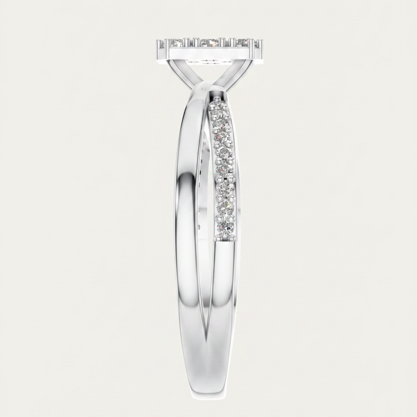 Round Lab Grown Diamond Cluster Split Shank Ring
