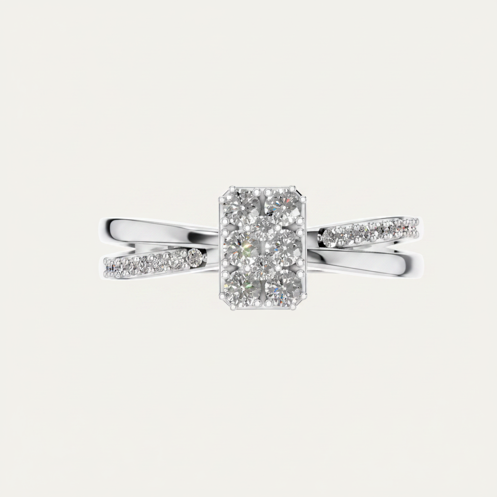 Round Lab Grown Diamond Cluster Split Shank Ring