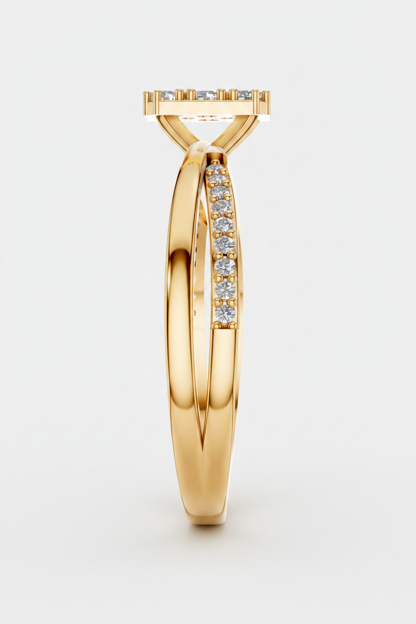 Round Lab Grown Diamond Cluster Split Shank Ring