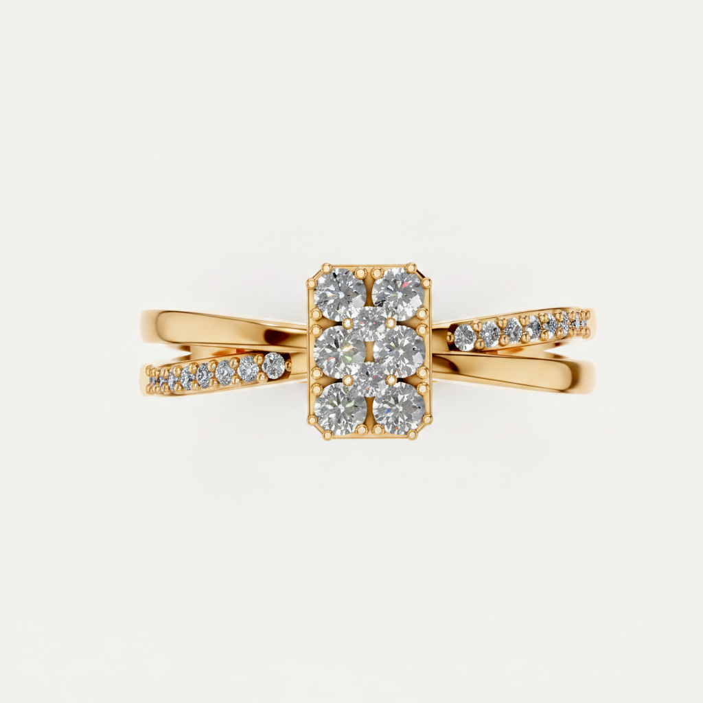 Round Lab Grown Diamond Cluster Split Shank Ring