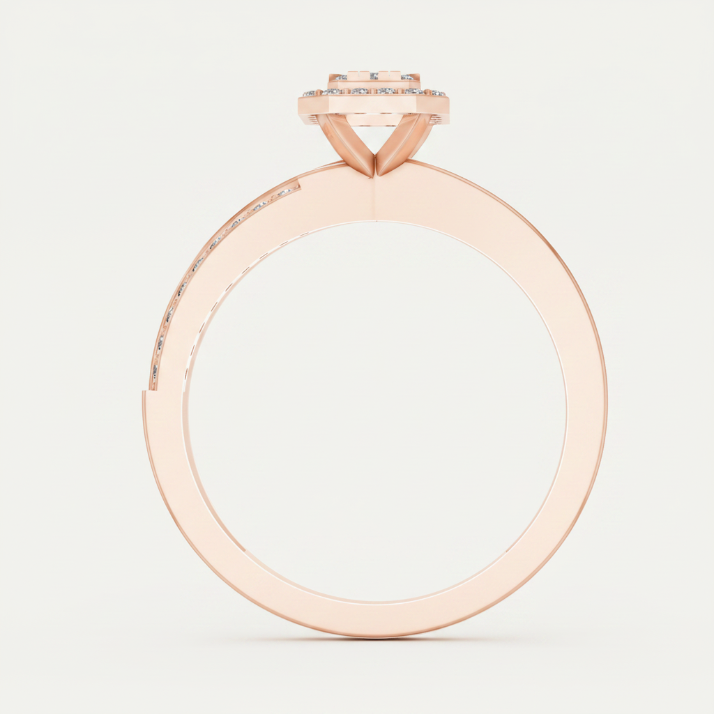 Round Lab Diamond Halo Cluster Split Shank Ring