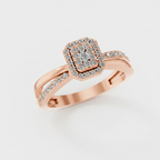 Round Lab Diamond Halo Cluster Split Shank Ring