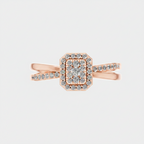 Round Lab Diamond Halo Cluster Split Shank Ring