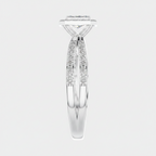 Round Lab Diamond Halo Cluster Split Shank Ring