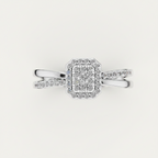 Round Lab Diamond Halo Cluster Split Shank Ring