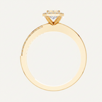Round Lab Diamond Halo Cluster Split Shank Ring