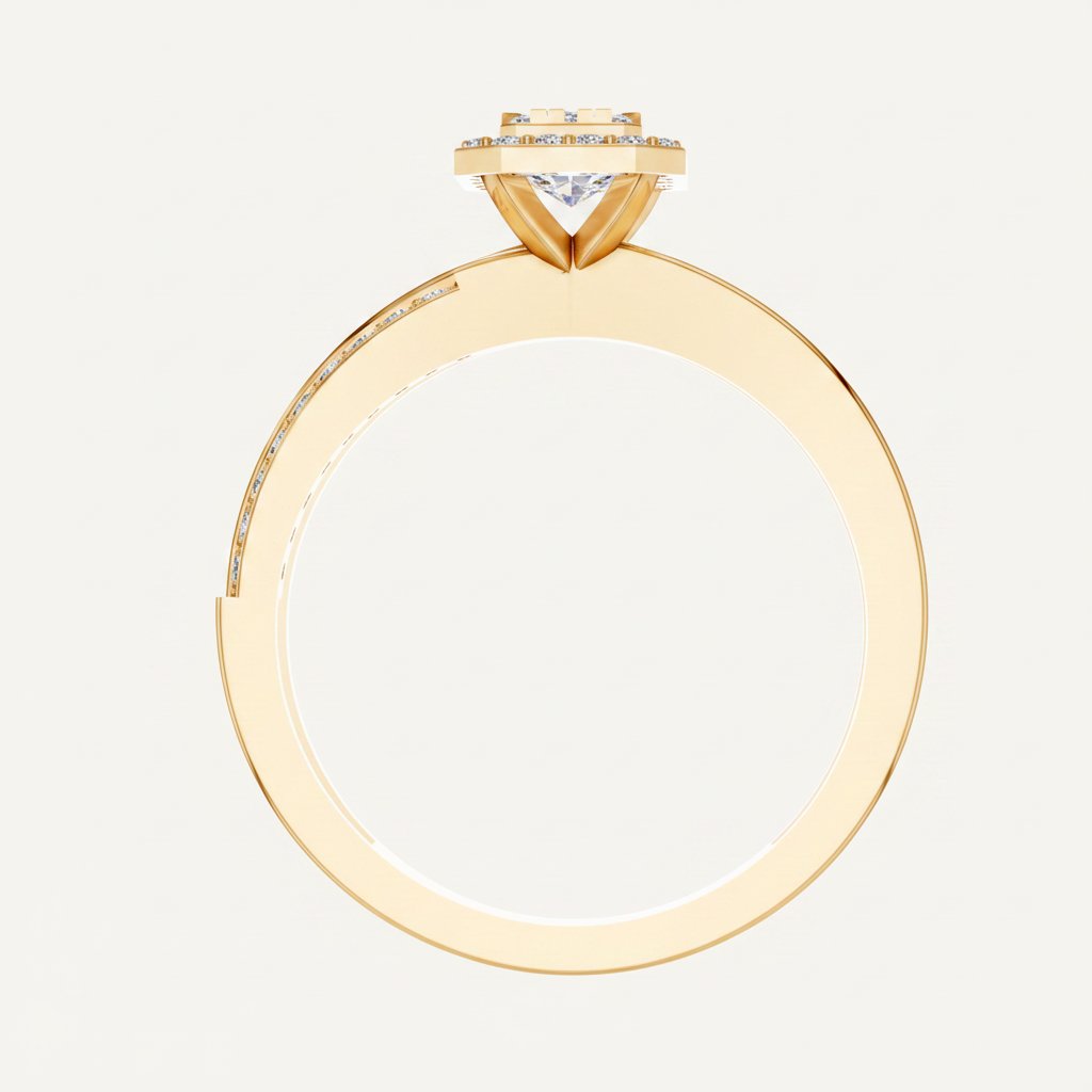 Round Lab Diamond Halo Cluster Split Shank Ring