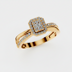 Round Lab Diamond Halo Cluster Split Shank Ring