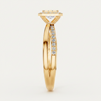 Round Lab Diamond Halo Cluster Split Shank Ring