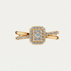 Round Lab Diamond Halo Cluster Split Shank Ring