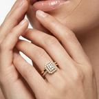 Round Lab Diamond Halo Cluster Split Shank Ring