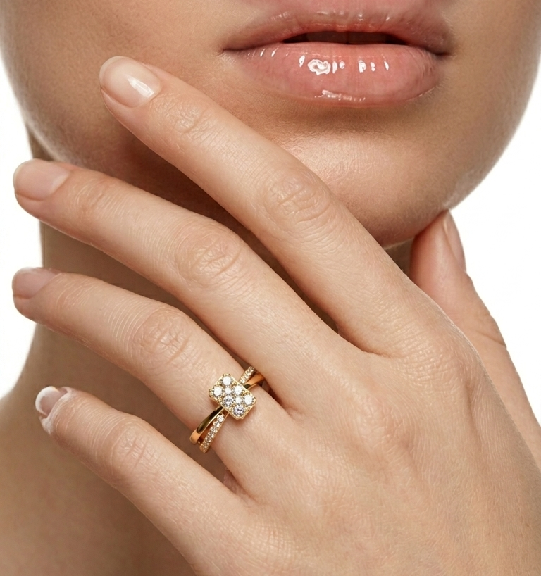 Round Lab Grown Diamond Cluster Split Shank Ring