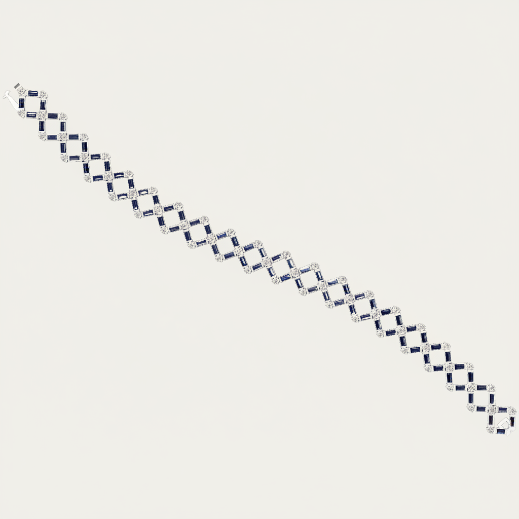 Baguette Sapphire Chain Link Tennis Bracelet