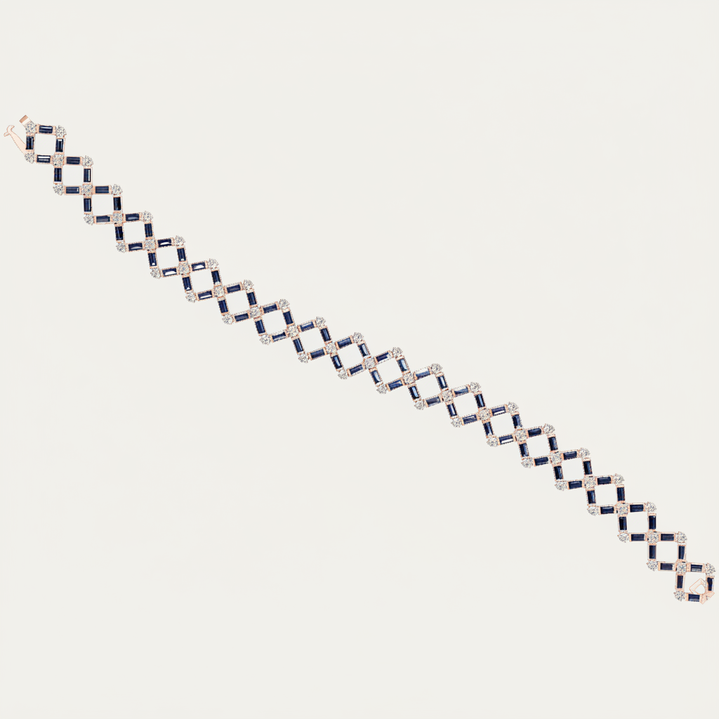Baguette Sapphire Chain Link Tennis Bracelet