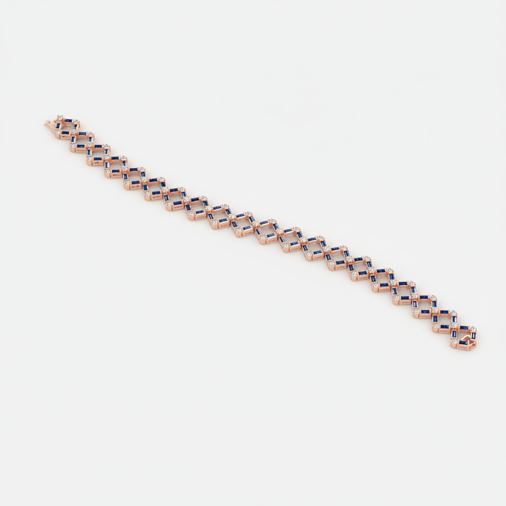Baguette Sapphire Chain Link Tennis Bracelet