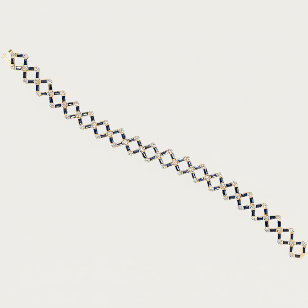 Baguette Sapphire Chain Link Tennis Bracelet