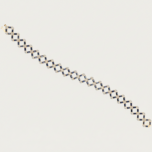 Baguette Sapphire Chain Link Tennis Bracelet