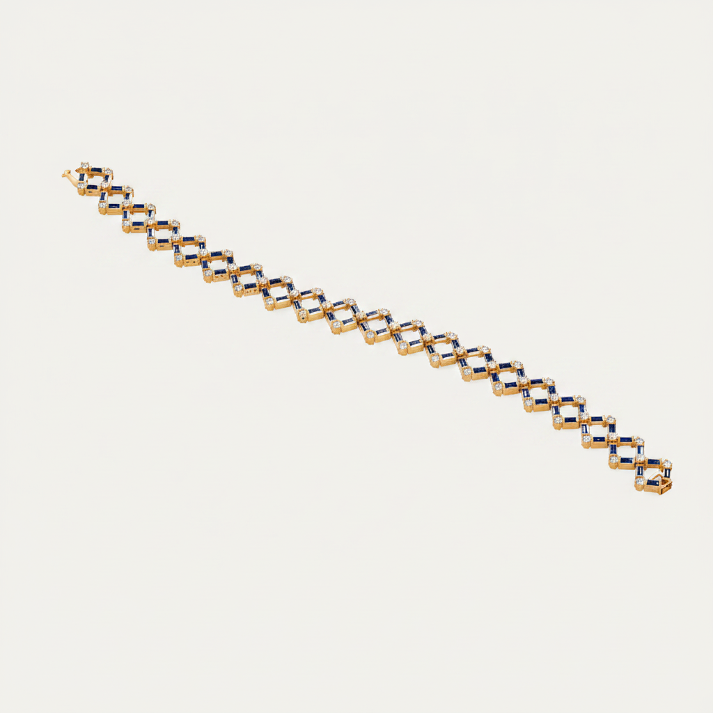 Baguette Sapphire Chain Link Tennis Bracelet