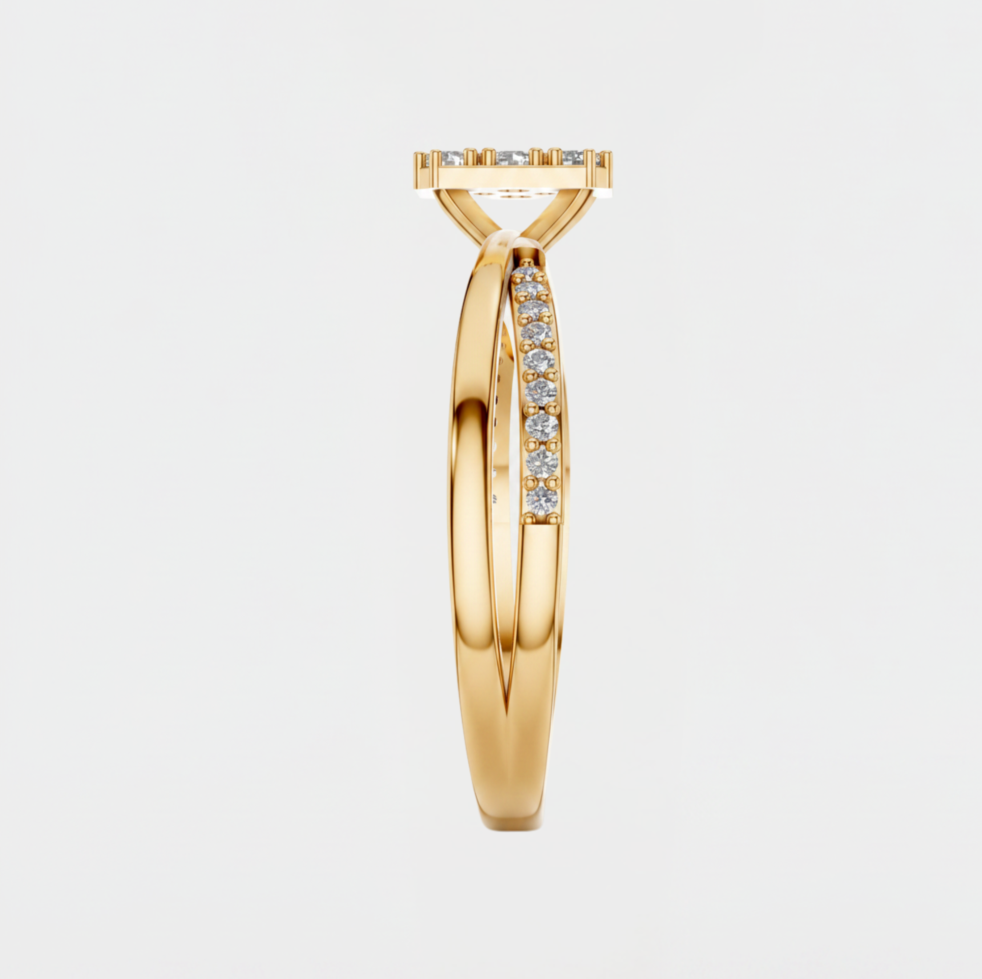 Round Lab Grown Diamond Cluster Split Shank Ring