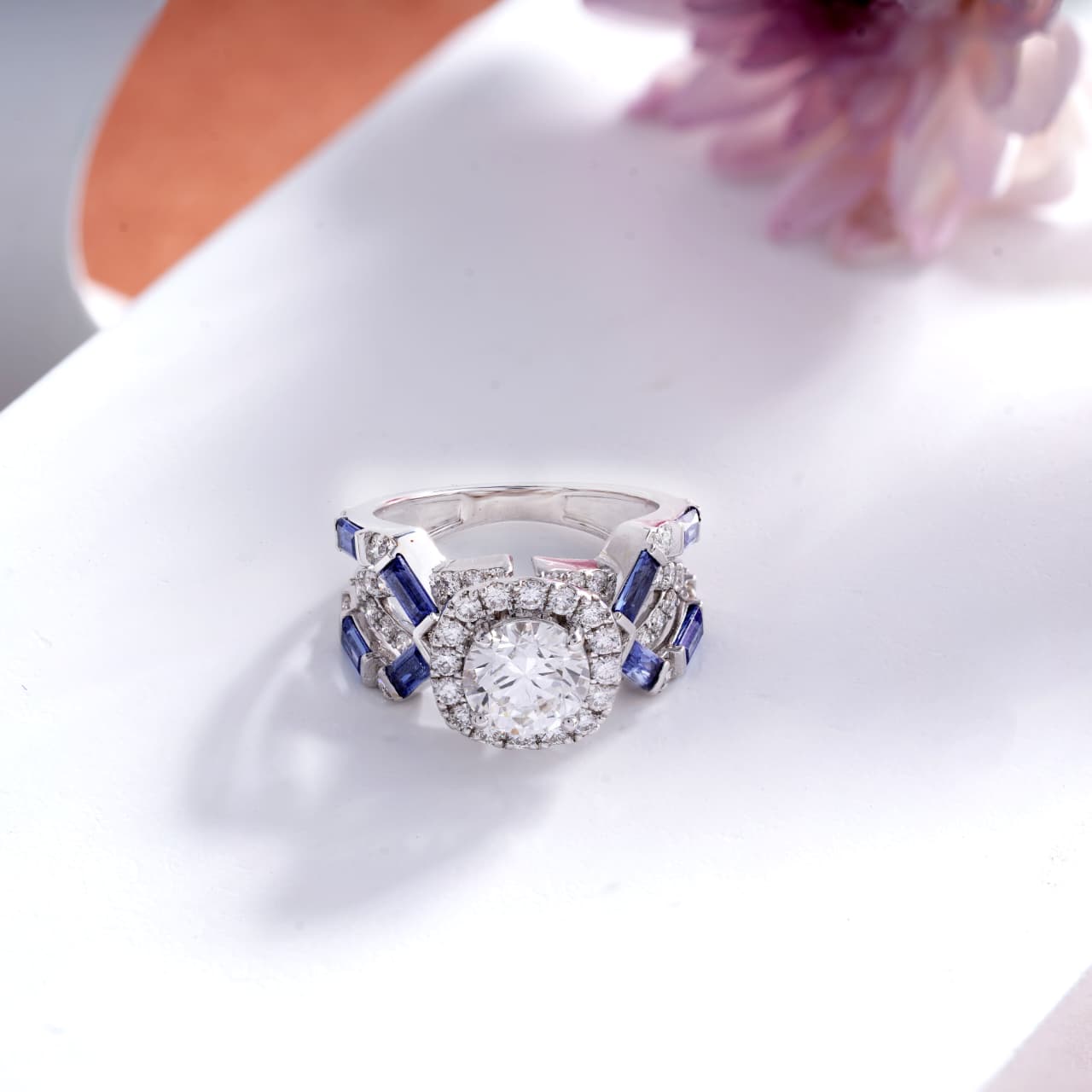 Oval cut lab diamond solitaire accent ring (1)