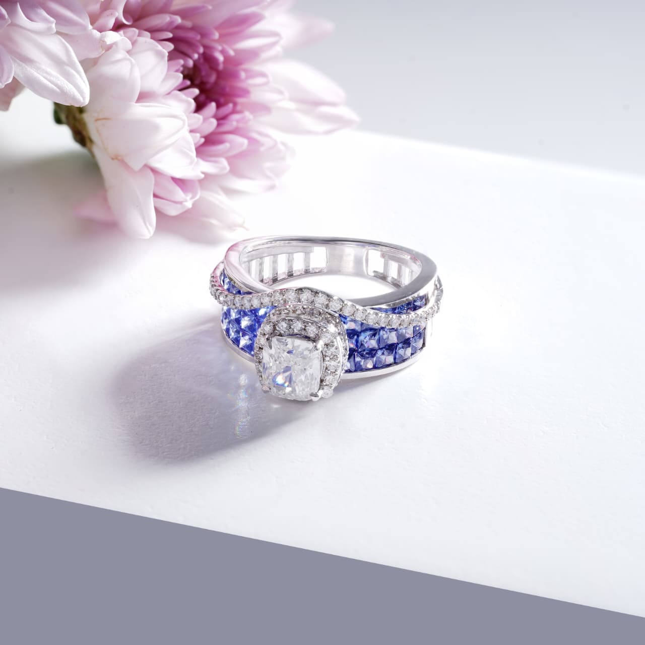Oval cut lab diamond solitaire accent ring (1)