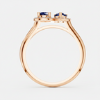 Pear Cut Blue Sapphire Halo Toi Et Moi Bypass Ring