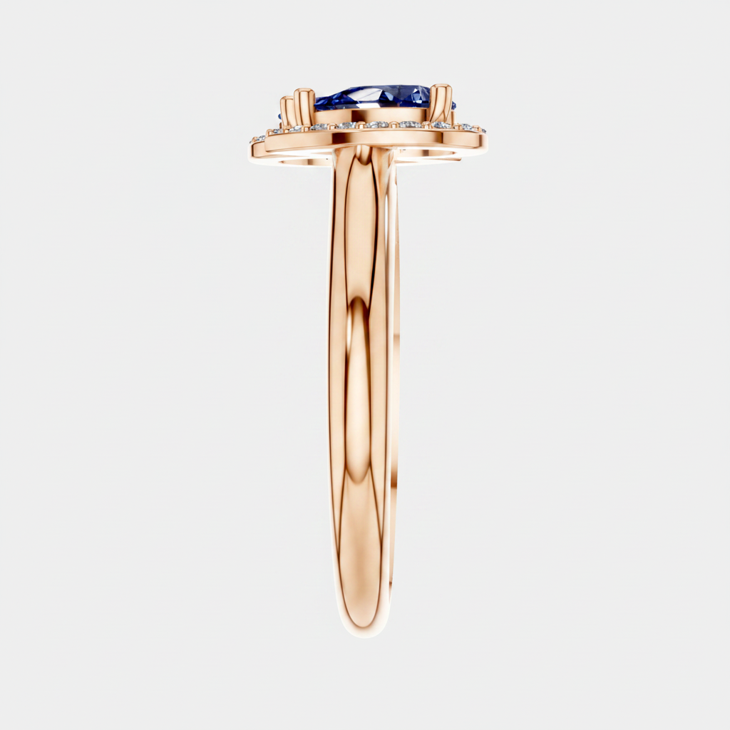 Pear Cut Blue Sapphire Halo Toi Et Moi Bypass Ring