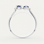 Pear Cut Blue Sapphire Halo Toi Et Moi Bypass Ring