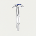 Pear Cut Blue Sapphire Halo Toi Et Moi Bypass Ring