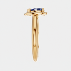 Pear Cut Blue Sapphire Halo Toi Et Moi Bypass Ring