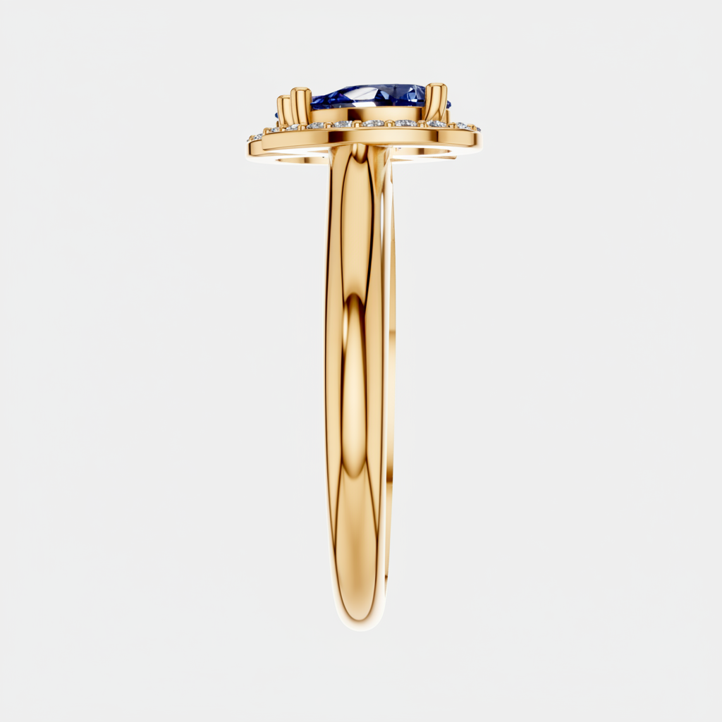 Pear Cut Blue Sapphire Halo Toi Et Moi Bypass Ring