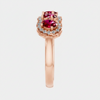 Five Stone Oval Cut Ruby Halo Fashion Ring