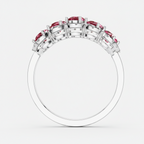 Five Stone Oval Cut Ruby Halo Fashion Ring