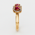 Five Stone Oval Cut Ruby Halo Fashion Ring