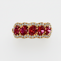 Five Stone Oval Cut Ruby Halo Fashion Ring