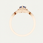 Pear Sapphire Halo Lab Diamond Chevron Gold Ring
