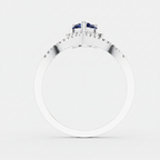 Pear Sapphire Halo Lab Diamond Chevron Gold Ring