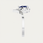 Pear Sapphire Halo Lab Diamond Chevron Gold Ring