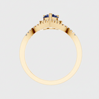 Pear Sapphire Halo Lab Diamond Chevron Gold Ring