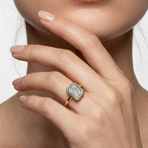 1.5 Ct Emerald Cut Lab Grown Diamond Solitaire Ring