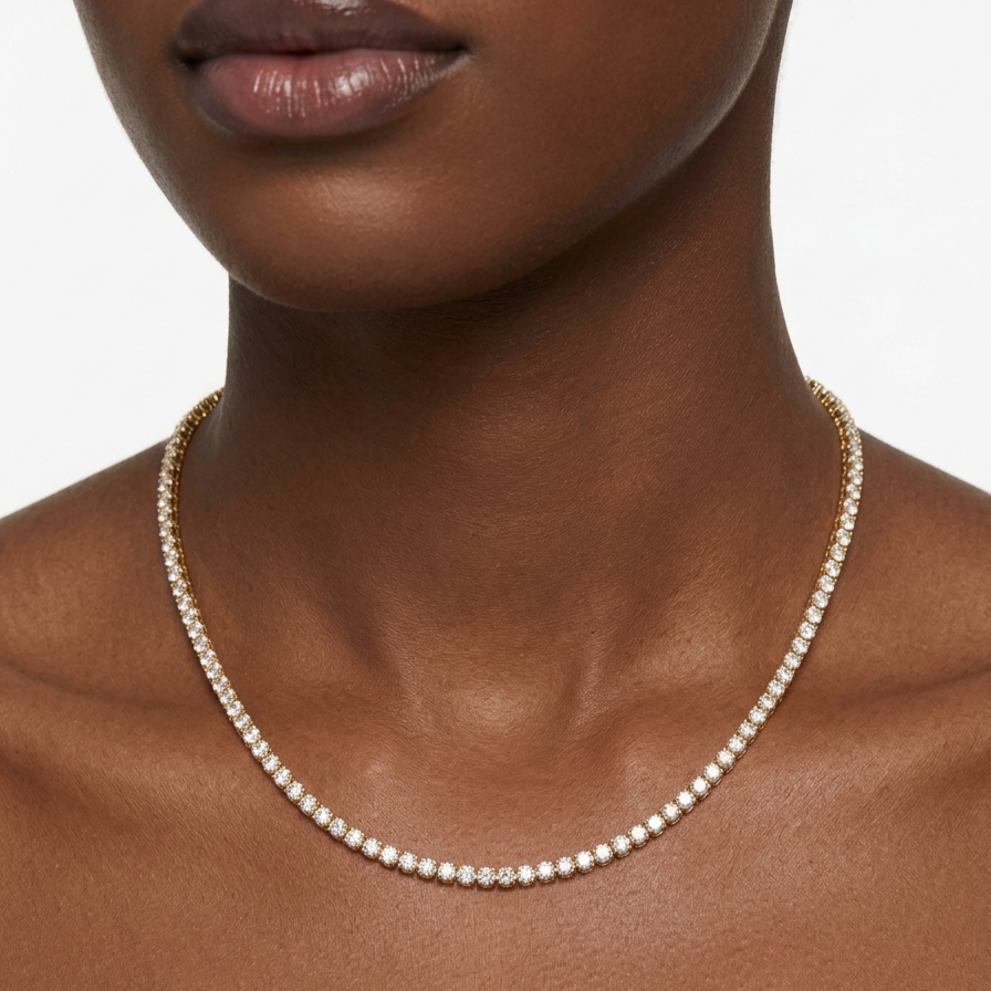 Round Shape Lab Diamond Tennis Necklace for Women