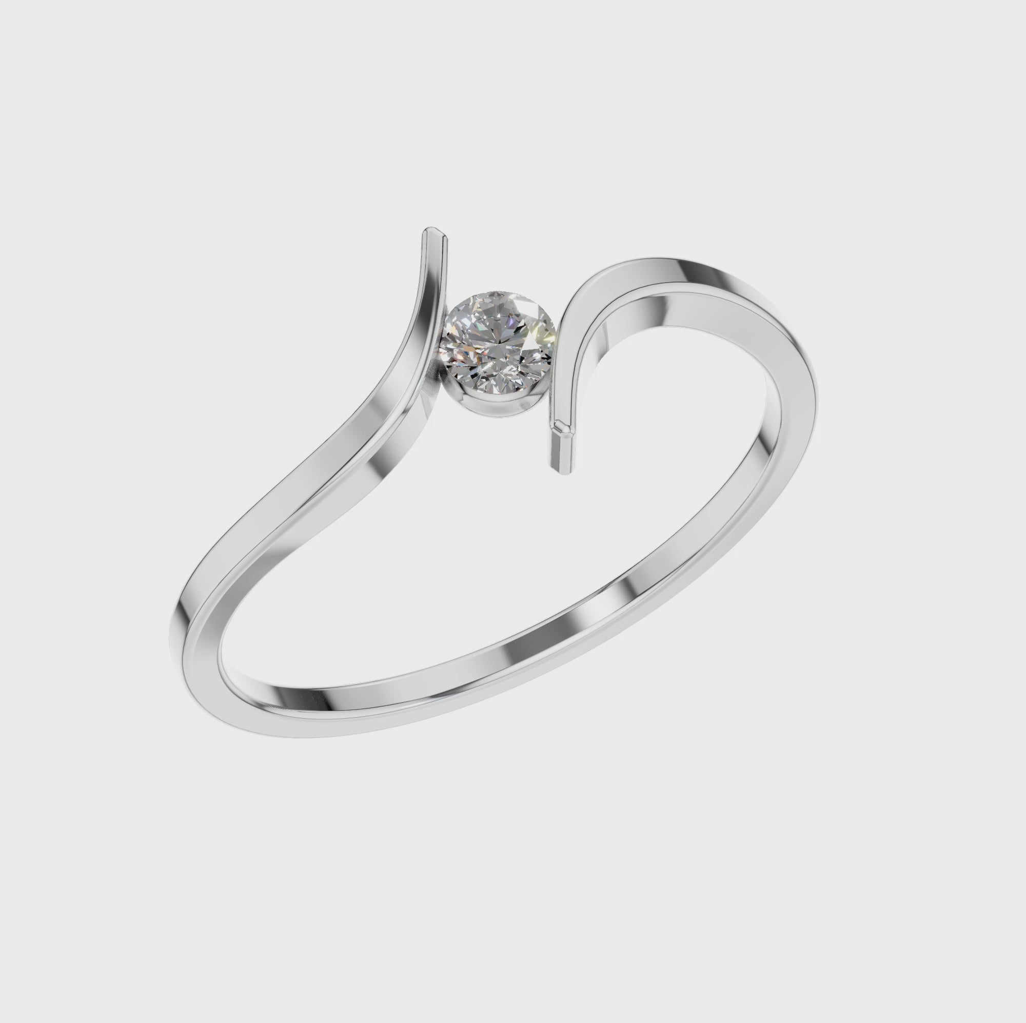 Round Lab Grown Diamond Bypass Swirl Solitaire Ring