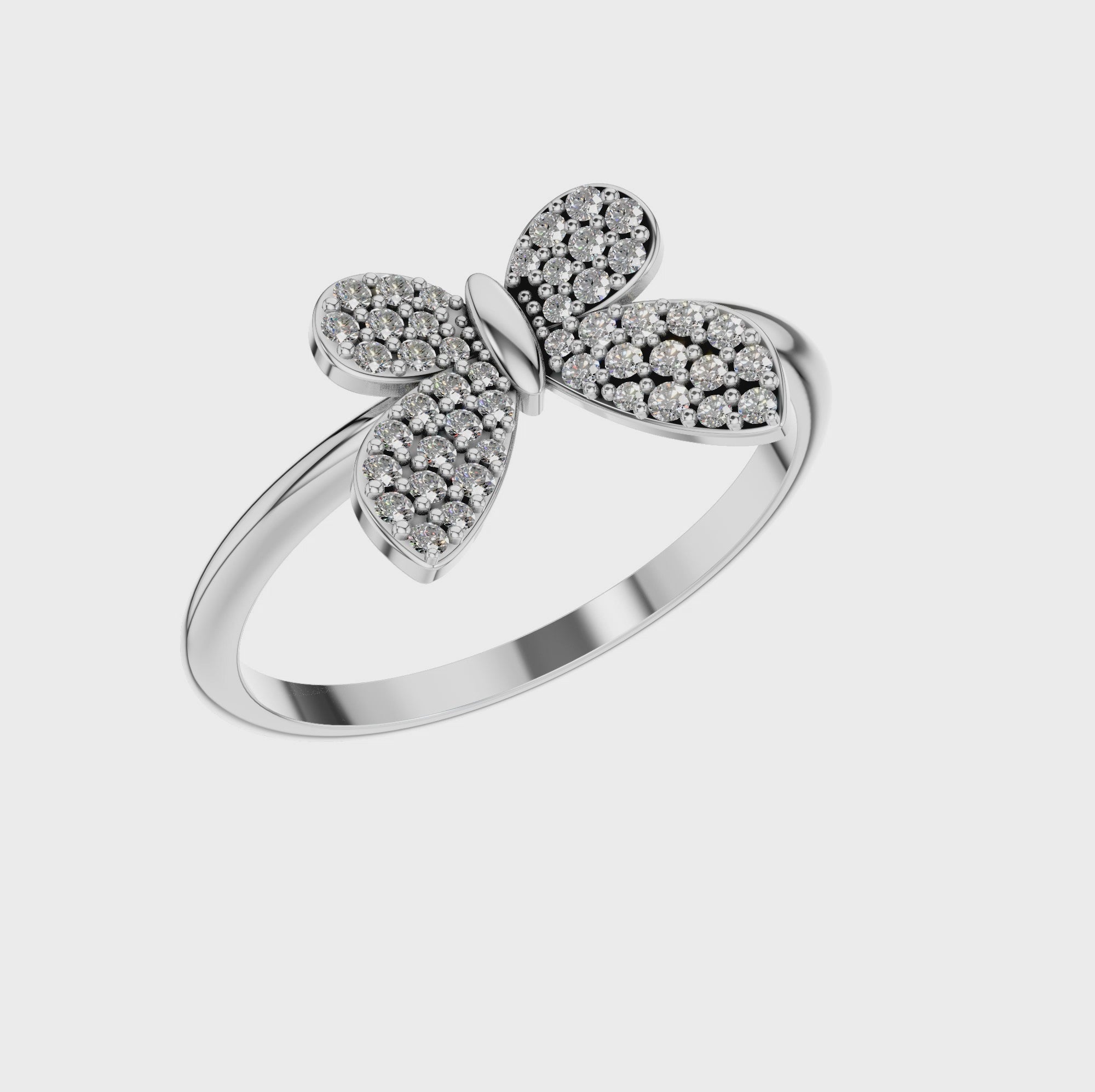 Round Lab Diamond Pave Butterfly Cocktail Ring