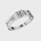------Round Lab Grown Diamond Wide Solitaire Mens Ring